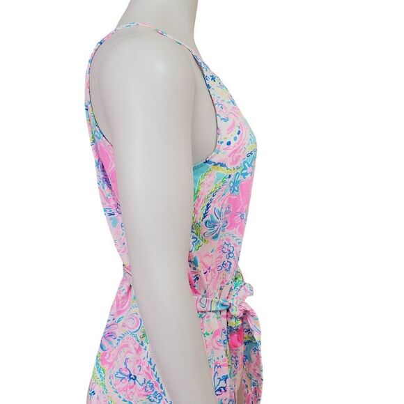 Lilly Pulitzer Mabry Midi Dress Small Halter Multi Flock Full of Fun Lightweight - Picture 6 of 13